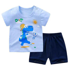 🌞 Too Cute to Miss! Cartoon Summer Tee + Shorts Set for Toddlers (2pcs) 🧒👕🩳 - ThiGui