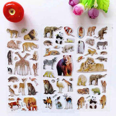 🧸6 Sheets of Puffy Animal Stickers for Boys Who Love Rewards and Wild Creatures - ThiGui