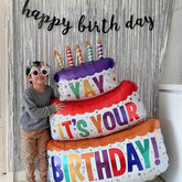 🎂Layer Up the Fun – Adorable Birthday Cake Balloon with Candles & Teddy for a Sweet Celebration! 🎂🎈 - ThiGui