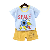 🧢 Smart & Playful! 2-Piece Boys Summer Outfit Set 👕🩳 (Top + Shorts) - ThiGui