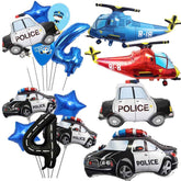 🚓Zoom into Action! Police Car Birthday Balloon Set for Little Heroes Turning 4, 5 or 6! - ThiGui