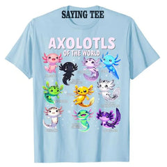🌈 So Cute It Gills Me! Axolotls of the World T-Shirt for Little Animal Lovers 🐟💕 - ThiGui
