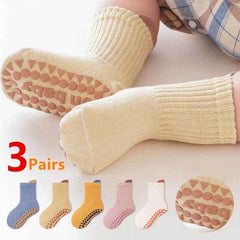 🧦3 Pairs of Comfy, Non-Slip Baby Socks – Perfect for Wiggly Toes on the Go! - ThiGui