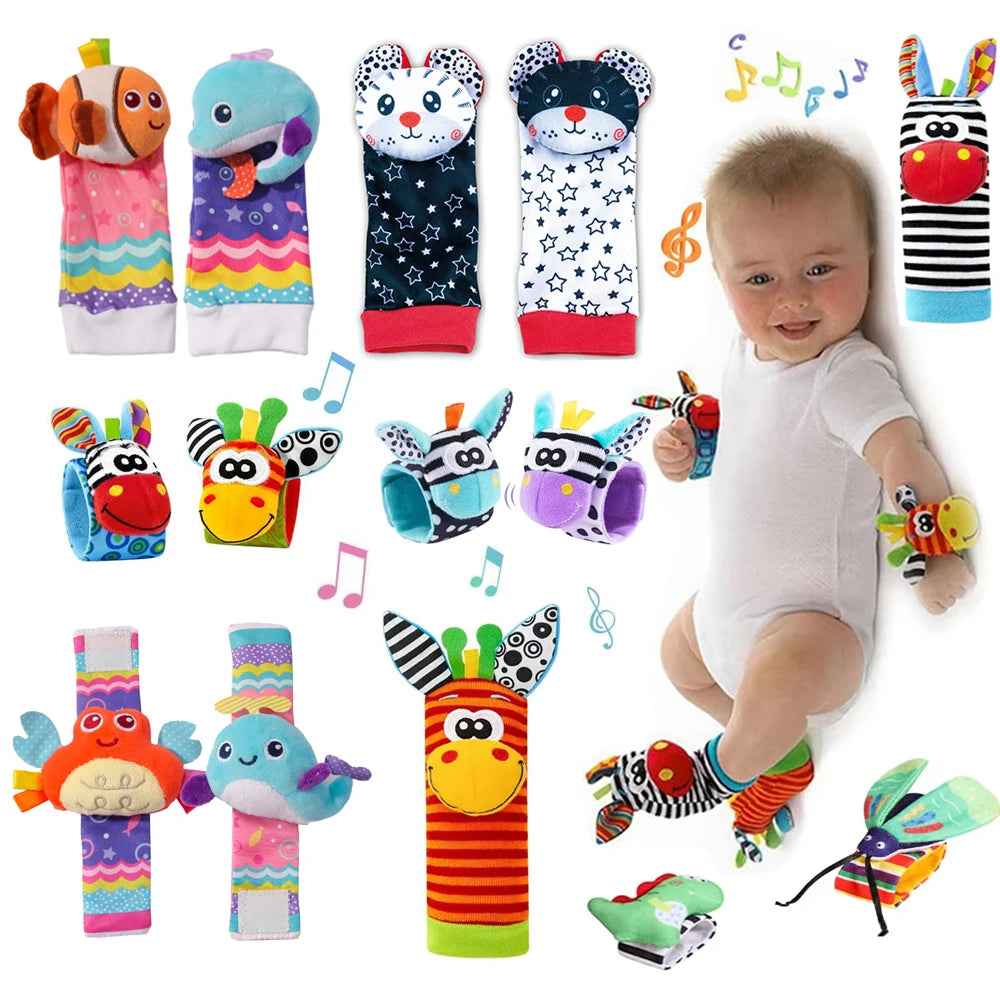 🐾 Baby’s First Discovery Set 👶 – Foot Finder Socks & Wrist Rattles for Sensory Fun! - ThiGui