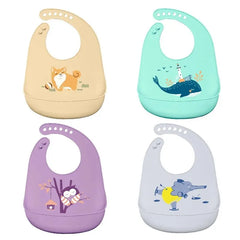 🍽️ Mess-Free Mealtimes – Soft Silicone Baby Bib with Food Catcher! 🍼✨ - ThiGui