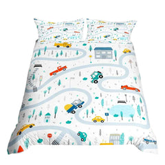 🚗Vroom into Dreamland! Colourful Car Duvet Set for Little Drivers 💤 - ThiGui