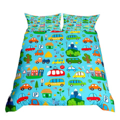 🚗Vroom into Dreamland! Colourful Car Duvet Set for Little Drivers 💤 - ThiGui