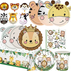 🦁🦓 Jungle Safari Party Tableware – Wild Fun for Little Explorers! 🎂🐘 - ThiGui