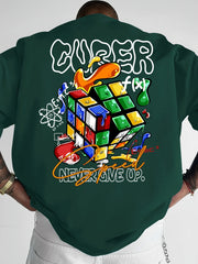 Graffiti Cube Pattern Tee 🎨🔥 Loose Fit Summer Streetwear T-Shirt - ThiGui
