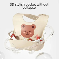 🐻🍽️ Soft Silicone Baby Bib – Cute, Comfy & Totally Mess-Proof! 💧👶 - ThiGui