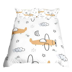 ✈️ Soaring into Sweet Dreams – Cartoon Airplane Bedding Set for Boys - ThiGui