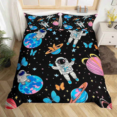 🛸 Cartoon Astronaut Duvet – Soft, Fun & Cozy Bedding for Space-Loving Kids! - ThiGui