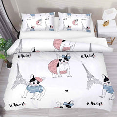 🐾Snuggle Up with a Frenchie! Adorable Bulldog Bedding Set for Little Dreamers 🐾 - ThiGui