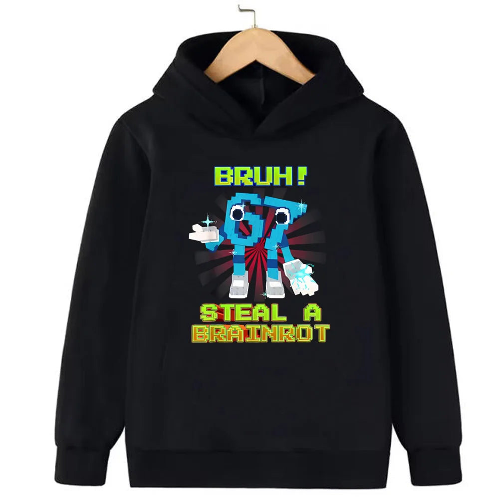67 Six Seven Steal A BrainRot Kids Hoodie π§₯π₯ Trendy Cartoon Sweatshirt - ThiGui