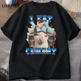I Eat Cement Cat Meme Tee 🐱😂 Funny Cotton Graphic T-Shirt - ThiGui