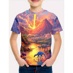 🦕 Epic Dino Adventure Tee – Roar Into Summer in Style! 3D Dinosaur Print T-Shirt for Boys – Cool, Bold, and Summer-Ready! - ThiGui