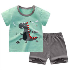 🌞 Too Cute to Miss! Cartoon Summer Tee + Shorts Set for Toddlers (2pcs) 🧒👕🩳 - ThiGui