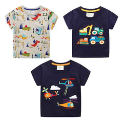 ✈️ High-Flying Style! Embroidered Aircraft Tee for Little Adventurers ☁️ - ThiGui