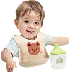 🐻🍽️ Soft Silicone Baby Bib – Cute, Comfy & Totally Mess-Proof! 💧👶 - ThiGui