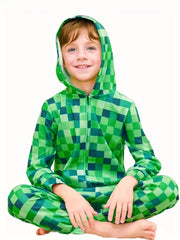 Creeper Game Character Costume 💚🎮 Fun Hooded Boys Jumpsuit - ThiGui