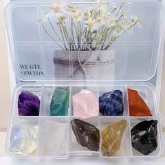 🌈 10 Raw Crystals in a Box – Rough & Ready Natural Stones for Boys Who Love Rocks! - ThiGui