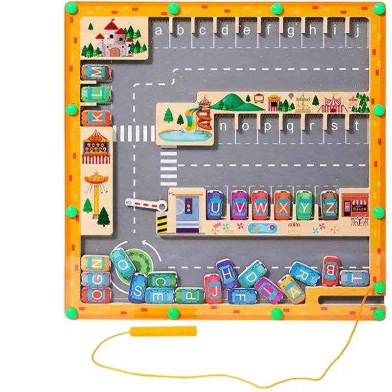 🚗Magnetic Alphabet Maze – A Fun Way to Learn Letters and Park Cars! - ThiGui