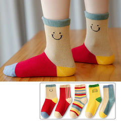 🌈 Rainbow Stripes Cotton Socks – 5-Pair Set of Comfy Fun for Happy Little Feet! 🧦💕 - ThiGui