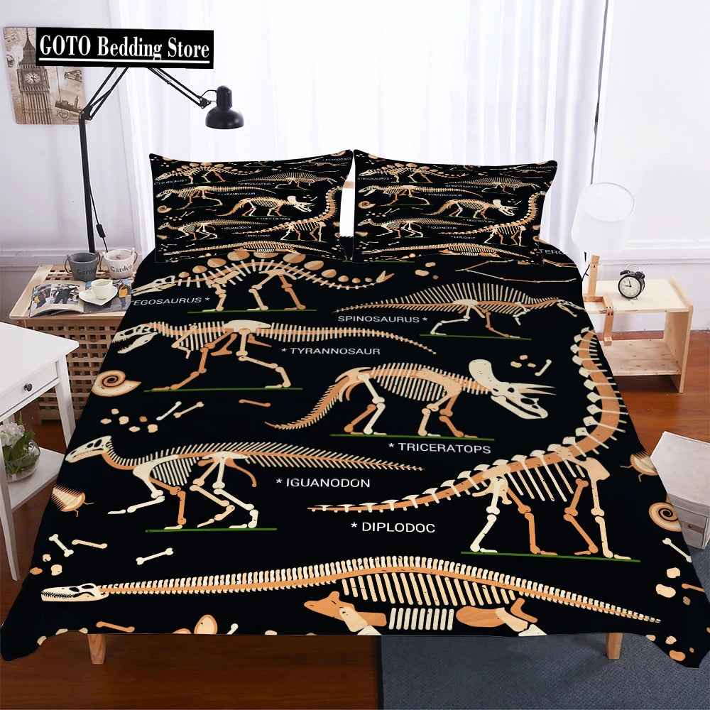 🦖Jurassic Dreams! 3D Dinosaur Bone Bedding Set for Budding Paleontologists - ThiGui
