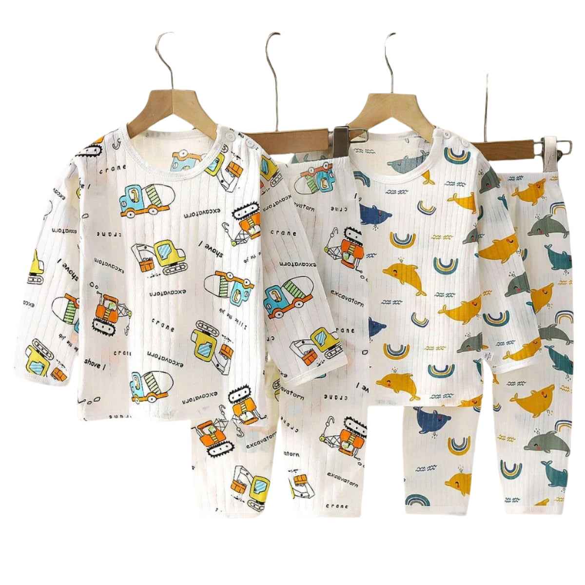 👦🛏️ Soft & Snuggly Cartoon Pyjama Set for Boys – Long & Short Sleeve Options! - ThiGui