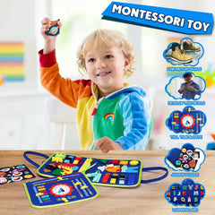 🧩 Montessori Busy Board – Travel-Friendly Toy for Little Learners! 🎀🧦✈️ - ThiGui