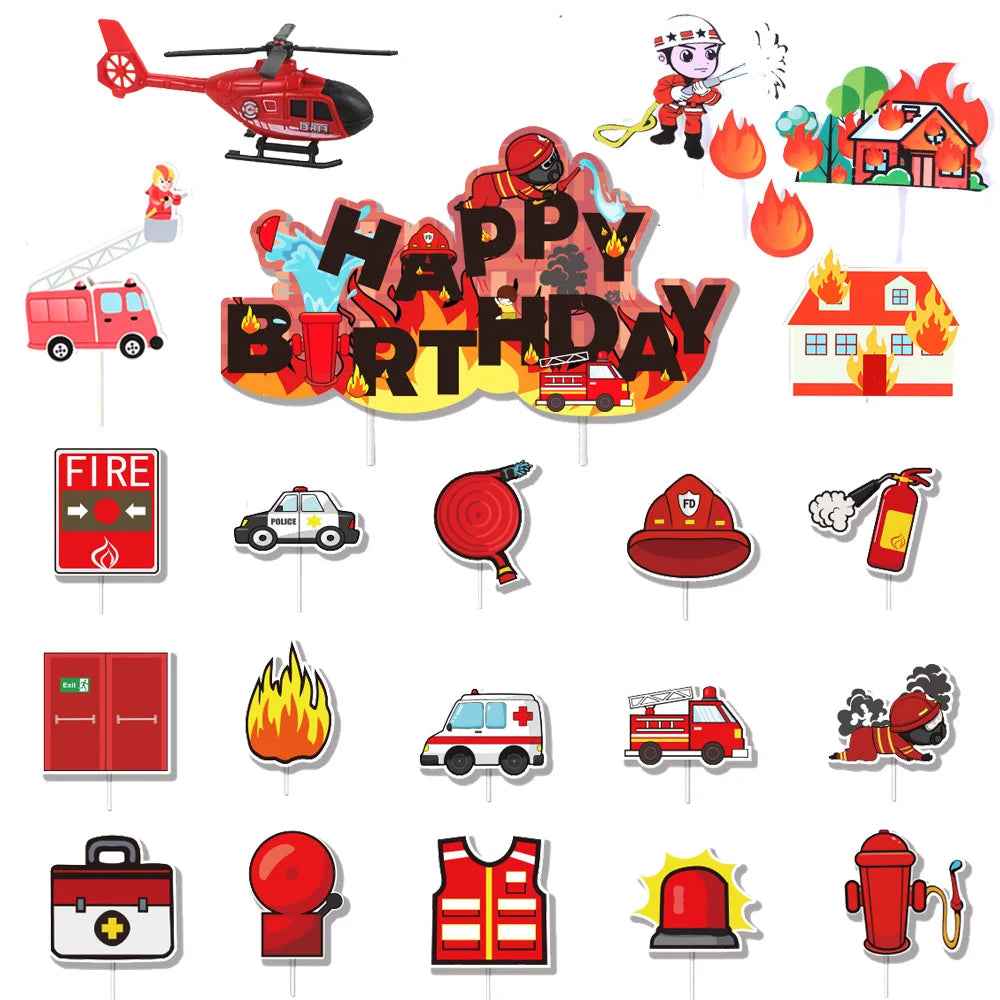 🎂Turn Up the Heat – Firefighter Cake Toppers for a Blaze of Birthday Fun! - ThiGui