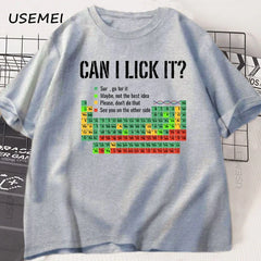 Can I Lick It Periodic Table Tee π§ͺπ Funny Chemistry Cotton T-Shirt - ThiGui