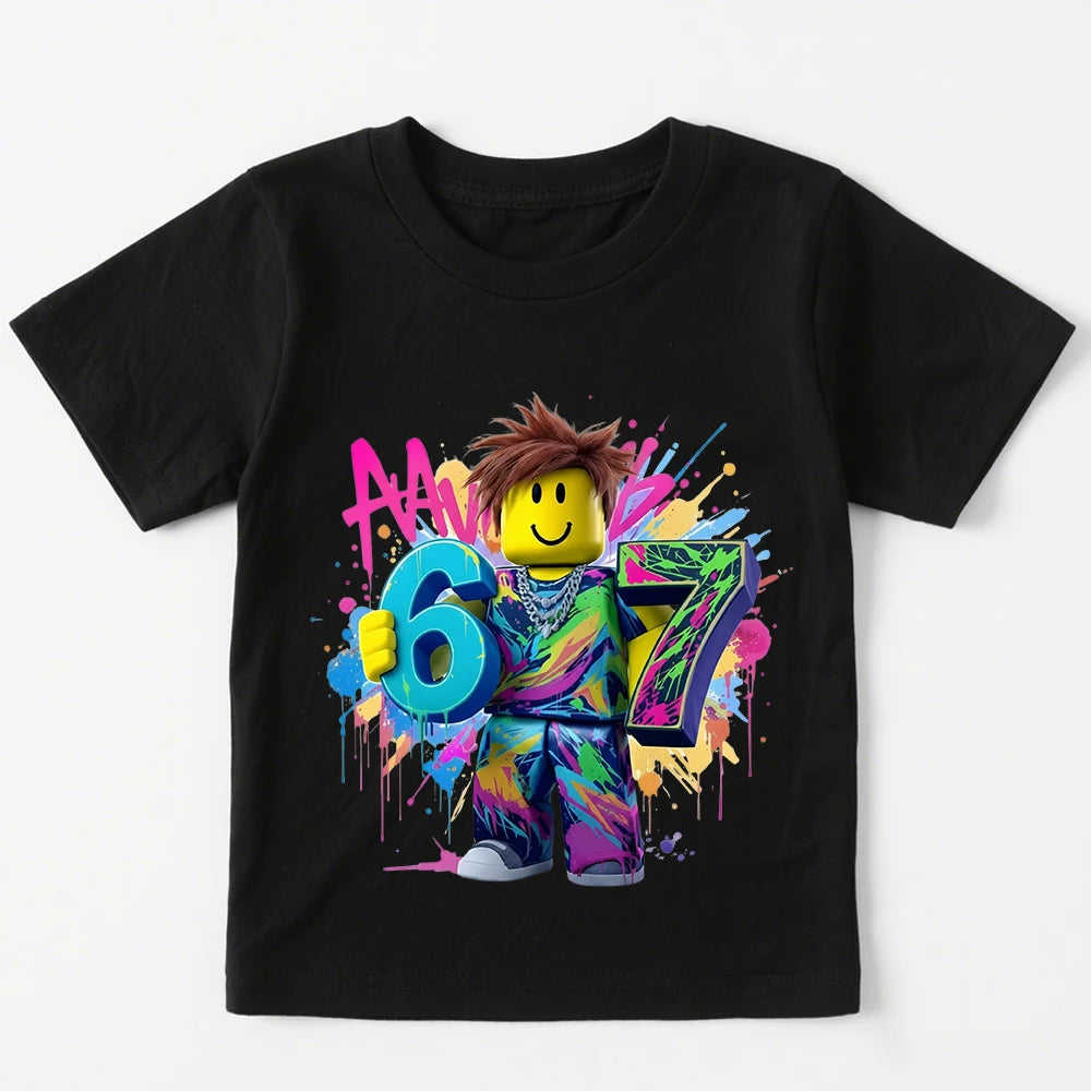 Roblox 67 Digital Print Kids Tee 🎮✨ Cool Cotton Graphic T-Shirt - ThiGui