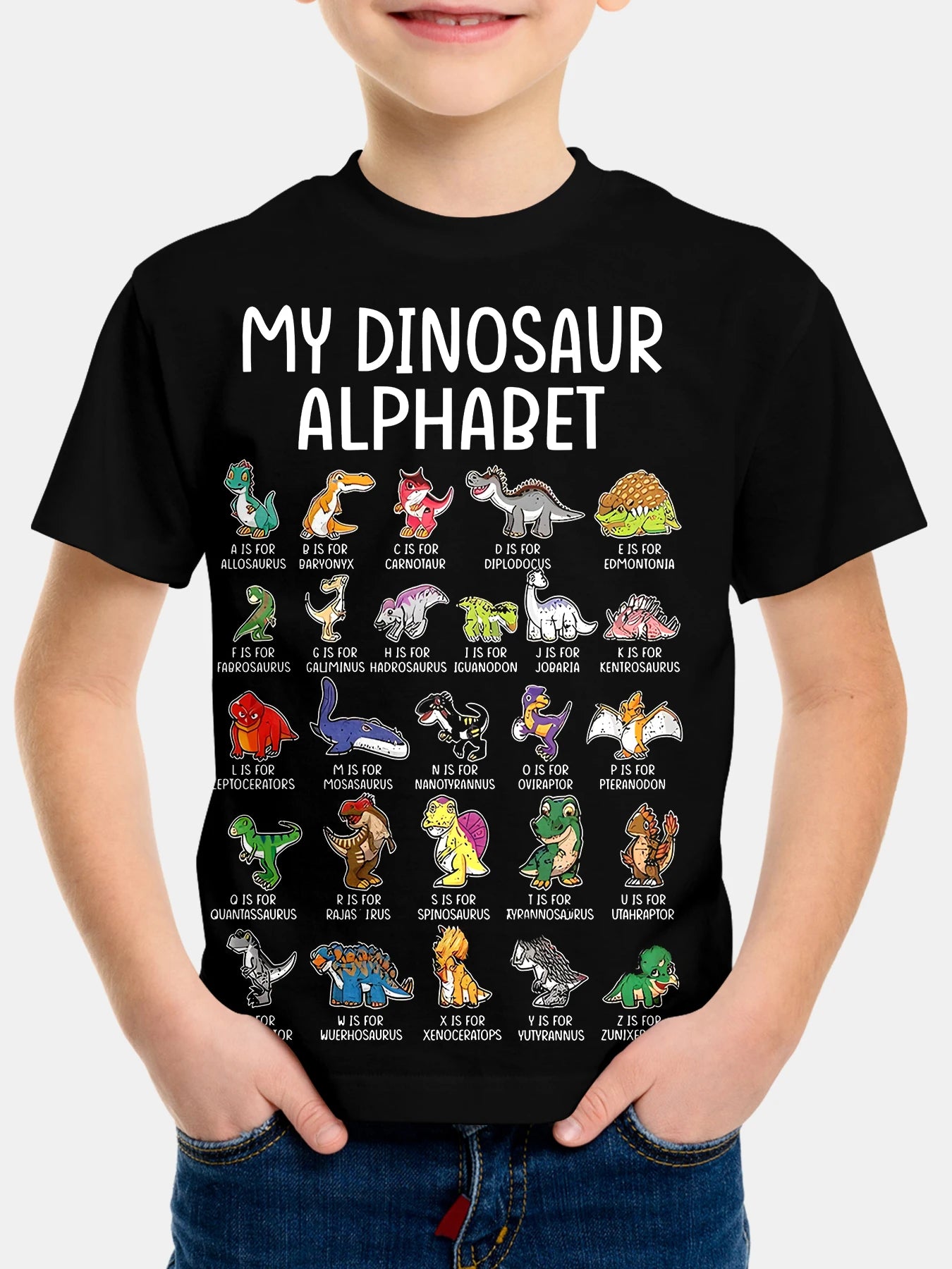 🦕 ABC Meets ROAR! Fun Dinosaur Alphabet T-Shirt for Curious Boys 🧒✨ - ThiGui
