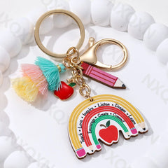 🍎💖 A Little Thank-You with Big Heart – Cute Teacher Keychain Gift 🌈✏️ - ThiGui