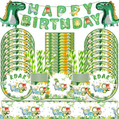 🦕 Dino-Roar Party Set – Fun Disposable Tableware for a Jurassic Birthday Bash 🎂🎈 - ThiGui