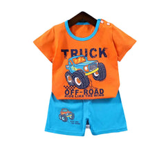 🧢 Smart & Playful! 2-Piece Boys Summer Outfit Set 👕🩳 (Top + Shorts) - ThiGui