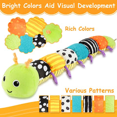 🎵 Snuggle & Shake! Soft Baby Caterpillar Rattle Toy for Newborns 👶✨ - ThiGui