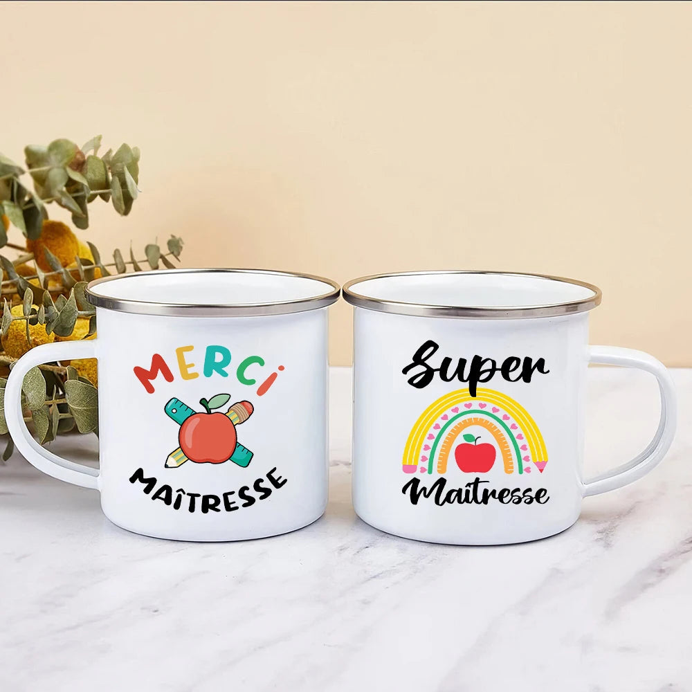 🍎 Super Teacher Enamel Mug – The Perfect Thank You Gift for a Lovely Mistress! 💐 - ThiGui