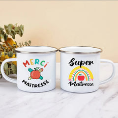 🍎 Super Teacher Enamel Mug – The Perfect Thank You Gift for a Lovely Mistress! 💐 - ThiGui