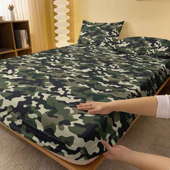 🪖Tough Look, Soft Touch! Green Camo Fitted Sheet for Adventurous Boys - ThiGui