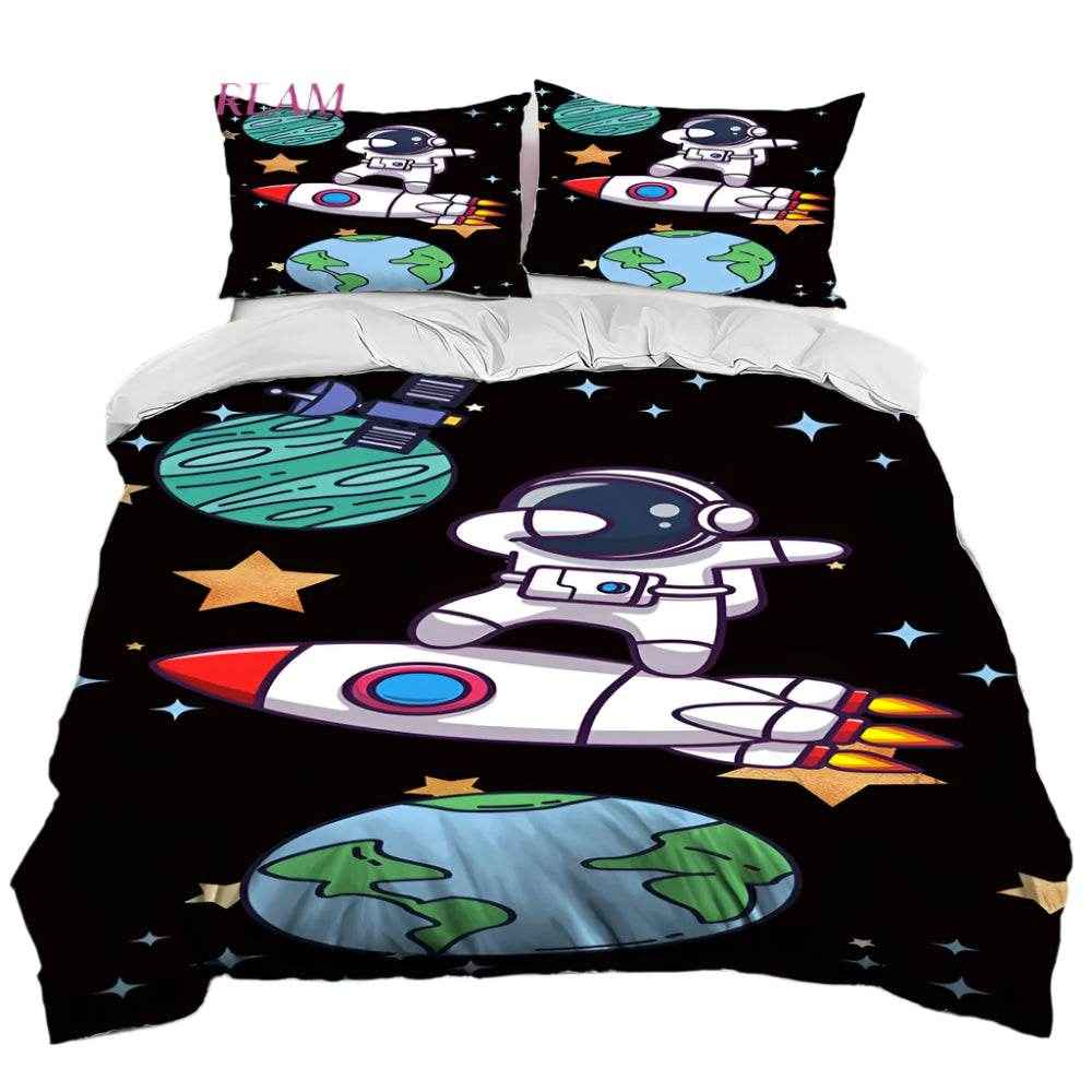 🚀Blast Off to Dreamland! Space-Themed Bedding Set for Future Astronauts - ThiGui