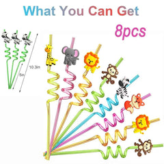 🦁 Sip & Roar – Jungle Animal Party Straws for Wild Fun at Every Sip! - ThiGui