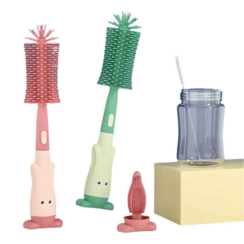 🍼 No-Nook-Uncleaned! The Ultimate Soft Silicone Baby Bottle & Pacifier Brush Set 💦 - ThiGui