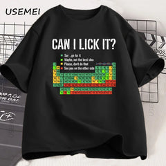Can I Lick It Periodic Table Tee π§ͺπ Funny Chemistry Cotton T-Shirt - ThiGui