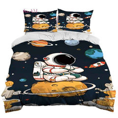 🚀Blast Off to Dreamland! Space-Themed Bedding Set for Future Astronauts - ThiGui