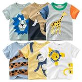 🦁 Wild & Wonderful! Cotton Animal Print Tees for Boys & Girls 🐯✨ - ThiGui