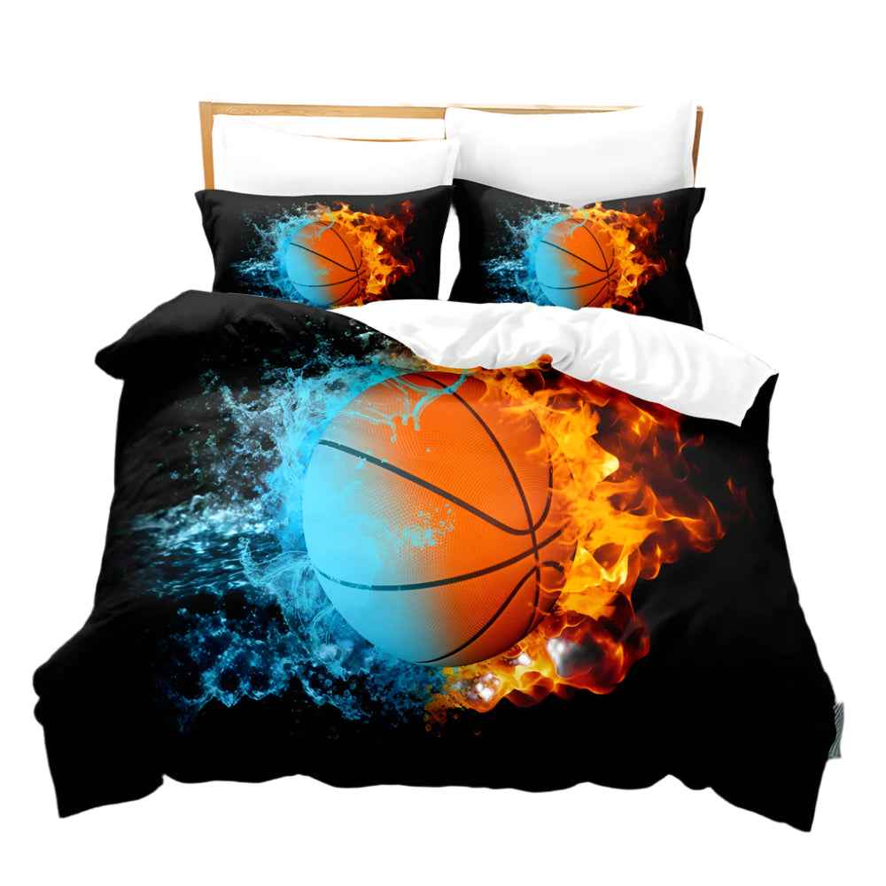🏀 Double the Fun for Sports Fans! 3D Basketball & Football Bedding Set - ThiGui
