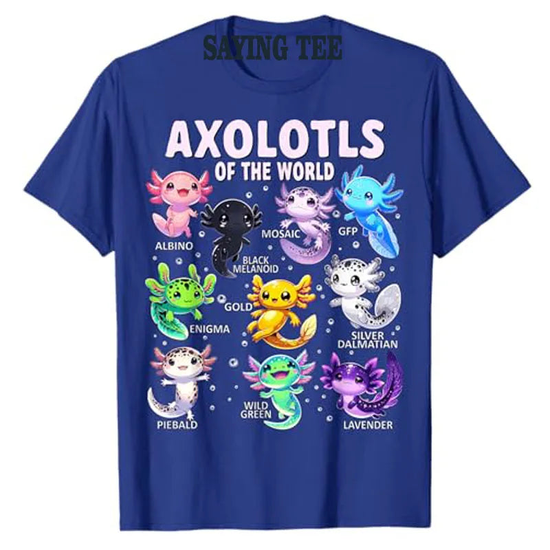 🌈 So Cute It Gills Me! Axolotls of the World T-Shirt for Little Animal Lovers 🐟💕 - ThiGui