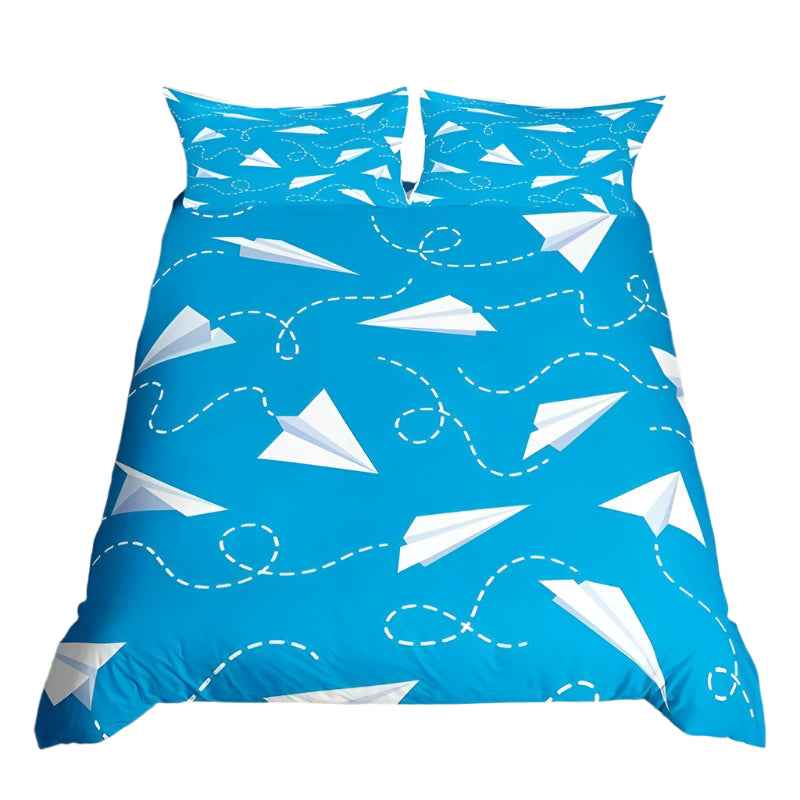 ✈️ Soaring into Sweet Dreams – Cartoon Airplane Bedding Set for Boys - ThiGui